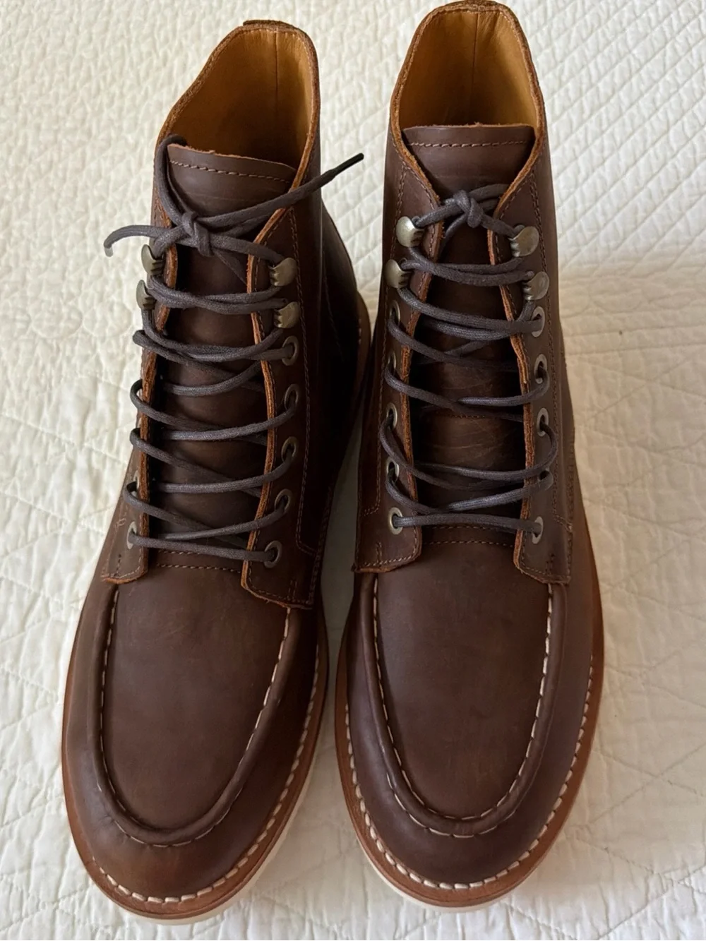 Quince NEW  Crafted Leather Moc Toe Size 11 Men’s Brown Cafe Boots